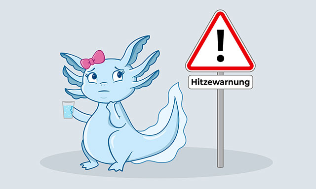 Maskottchen der Oerlinghauser Bäder warnt vor Hitze