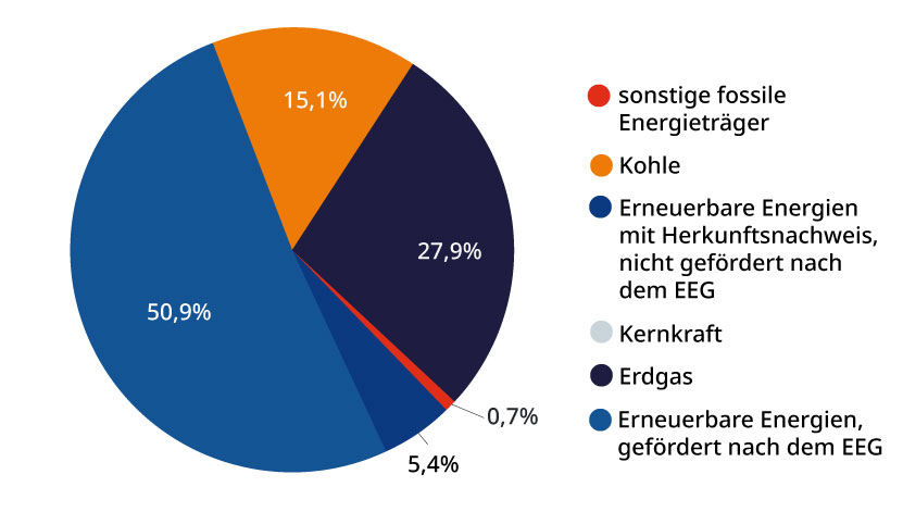 Verbleibender Energieträgermix der Stadtwerke Oerlinghausen 2024